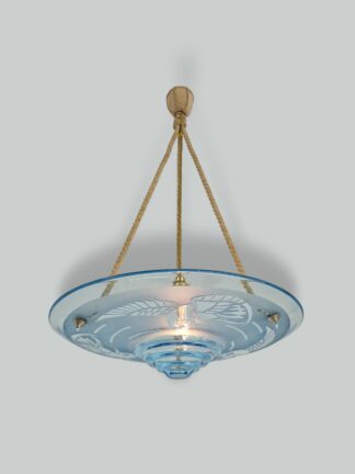 André Delatte, Nancy | Blue Art Deco Plafonnier | France c.1925 | SOLD