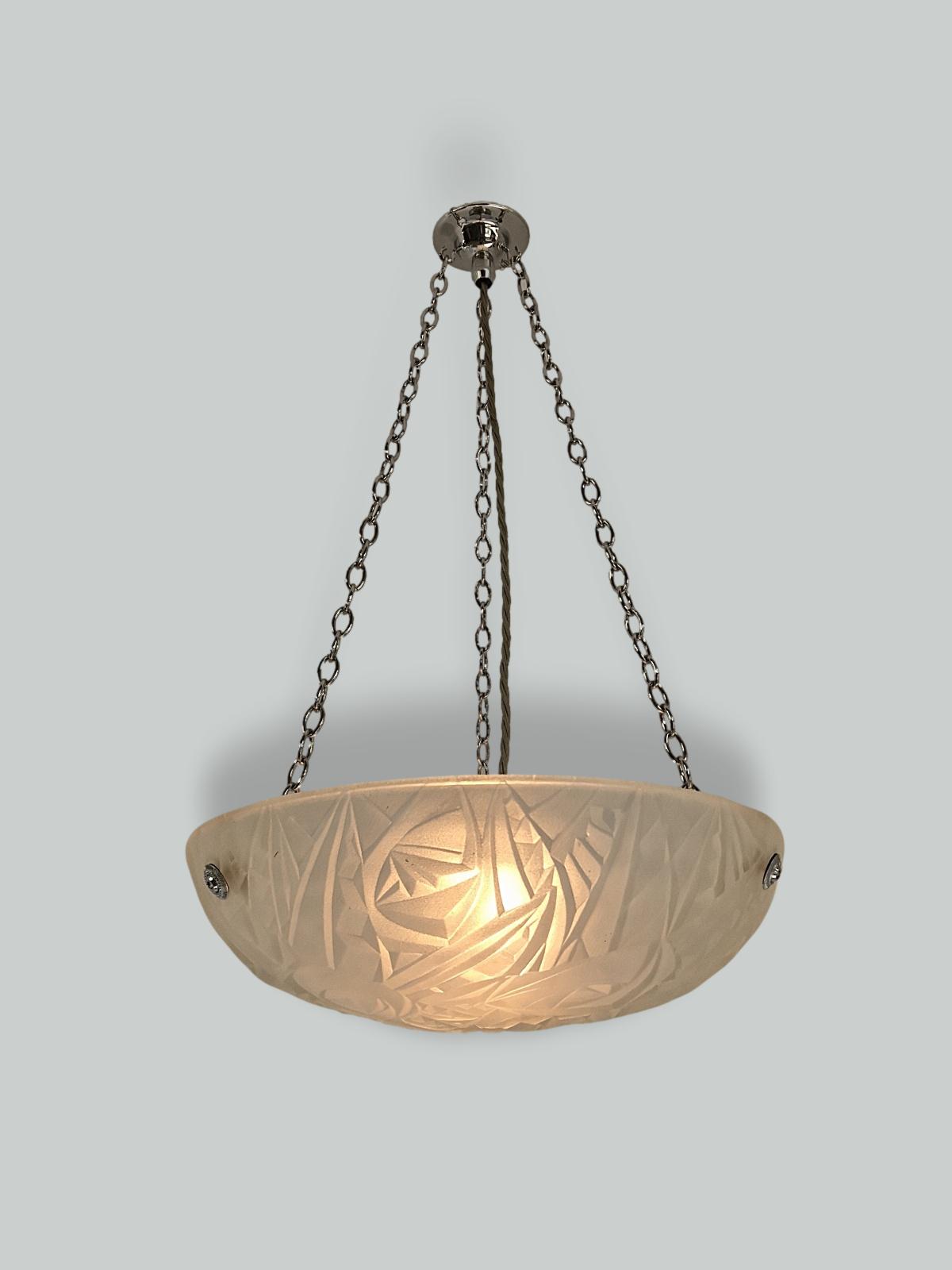Noverdy (Nouvelle Verrerie de Dijon) | Frosted Art Deco Plafonnier | France c.1930 | SOLD