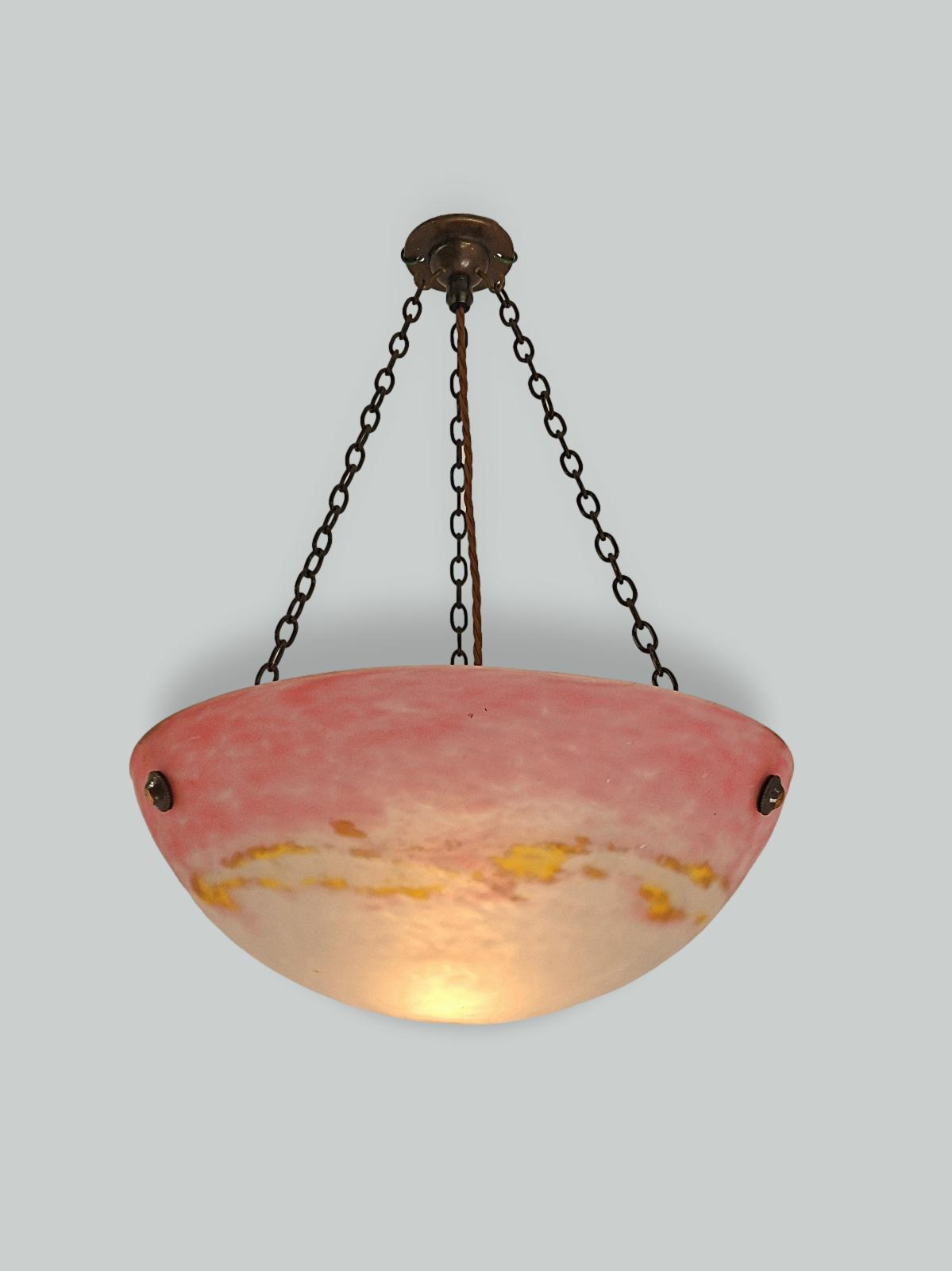 Muller Frères, Luneville | Pate-de-verre Plafonnier | France c.1925 | SOLD