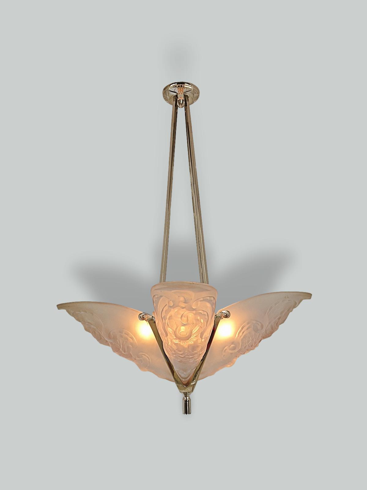 André Delatte (Loti,Nancy) | Art Deco Chandelier | France c.1930 | SOLD