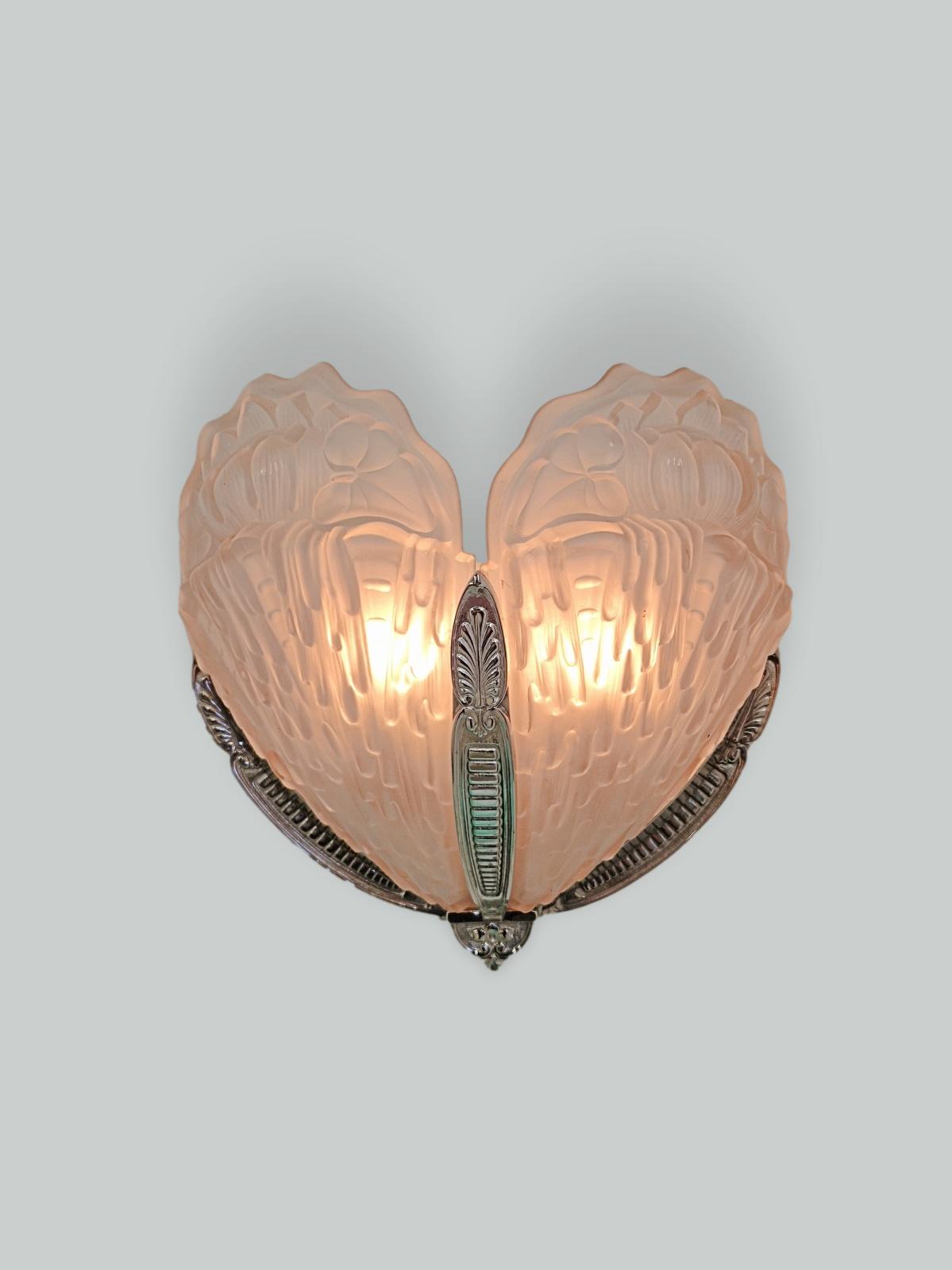 M.Hudry & Val Saint-Lambert | Large Art Deco Wall Light | France/Belgium c.1930