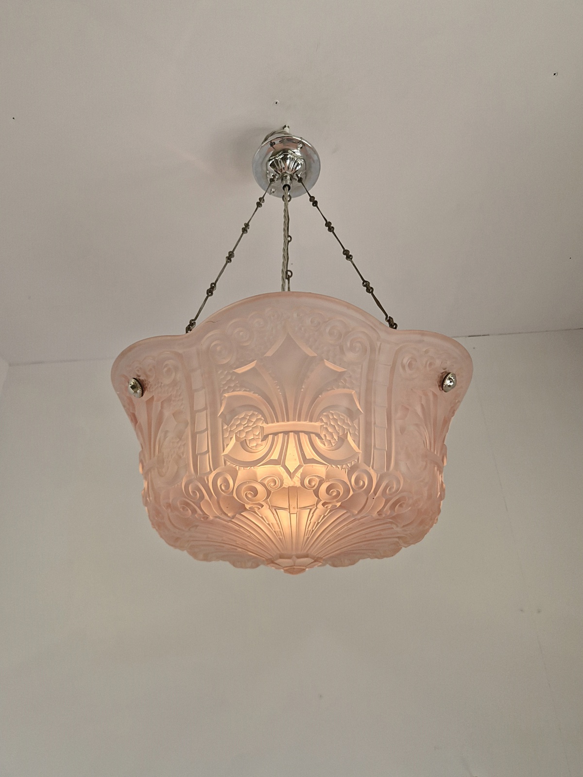 Unsigned | Pink Neo-Classical Plafonnier | France c.1925 | SOLD - Image 4