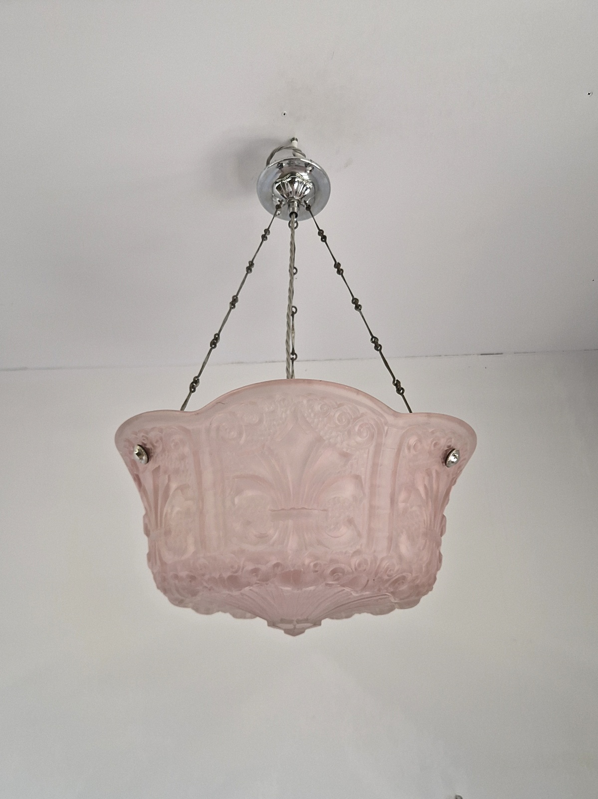 Unsigned | Pink Neo-Classical Plafonnier | France c.1925 | SOLD - Image 5