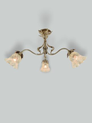 Unsigned | Small Arts & Crafts 3 Branch Ceiling Light | England c.1900