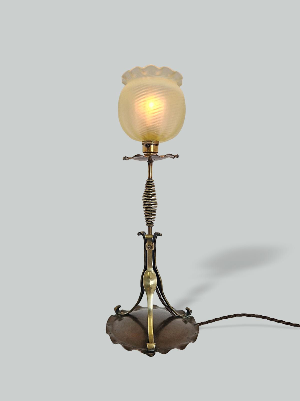 Style of The Birmingham Guild of Handicraft | Copper Arts & Crafts Table Lamp | England c.1900