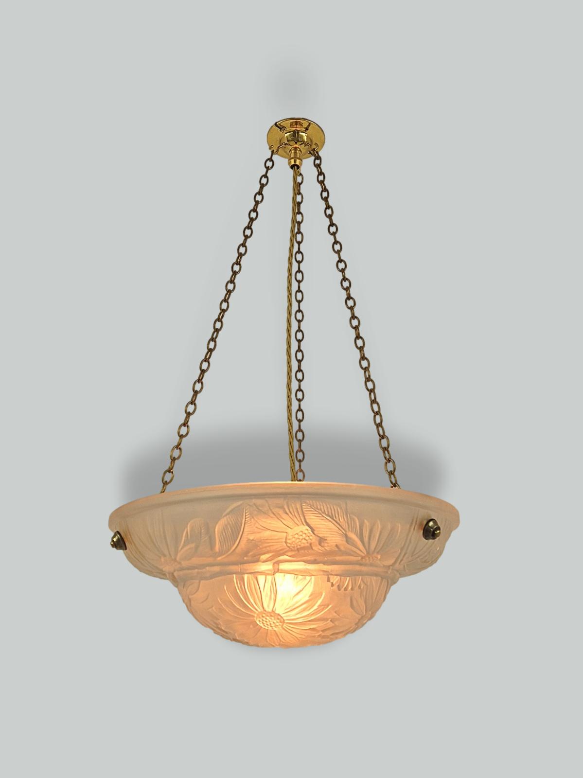 Unsigned | Frosted Art Deco Plafonnier | France c.1925 | SOLD