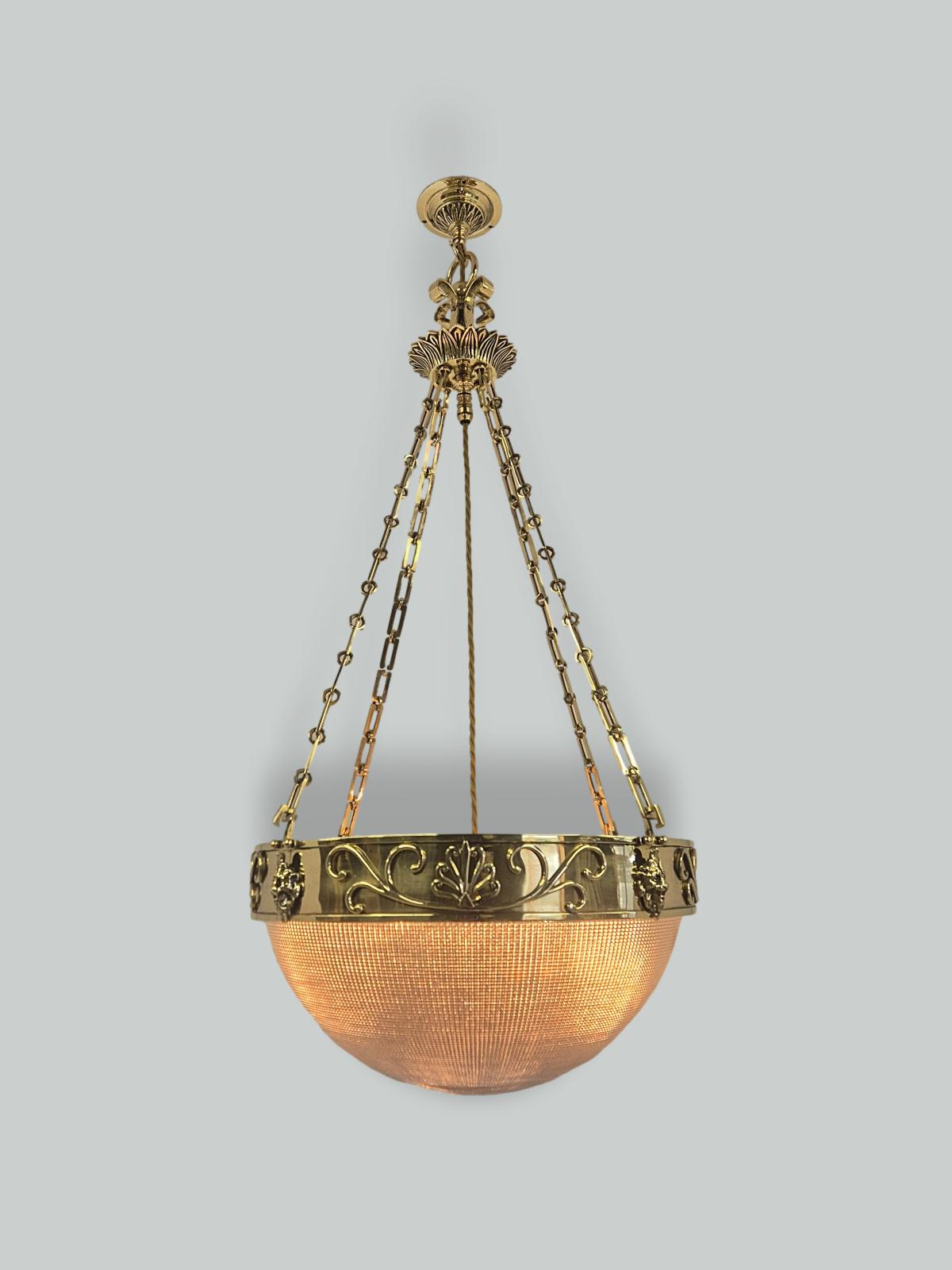 The Holophane Company | Large Neoclassical "Blondel" Prism Plafonnier | England c.1915