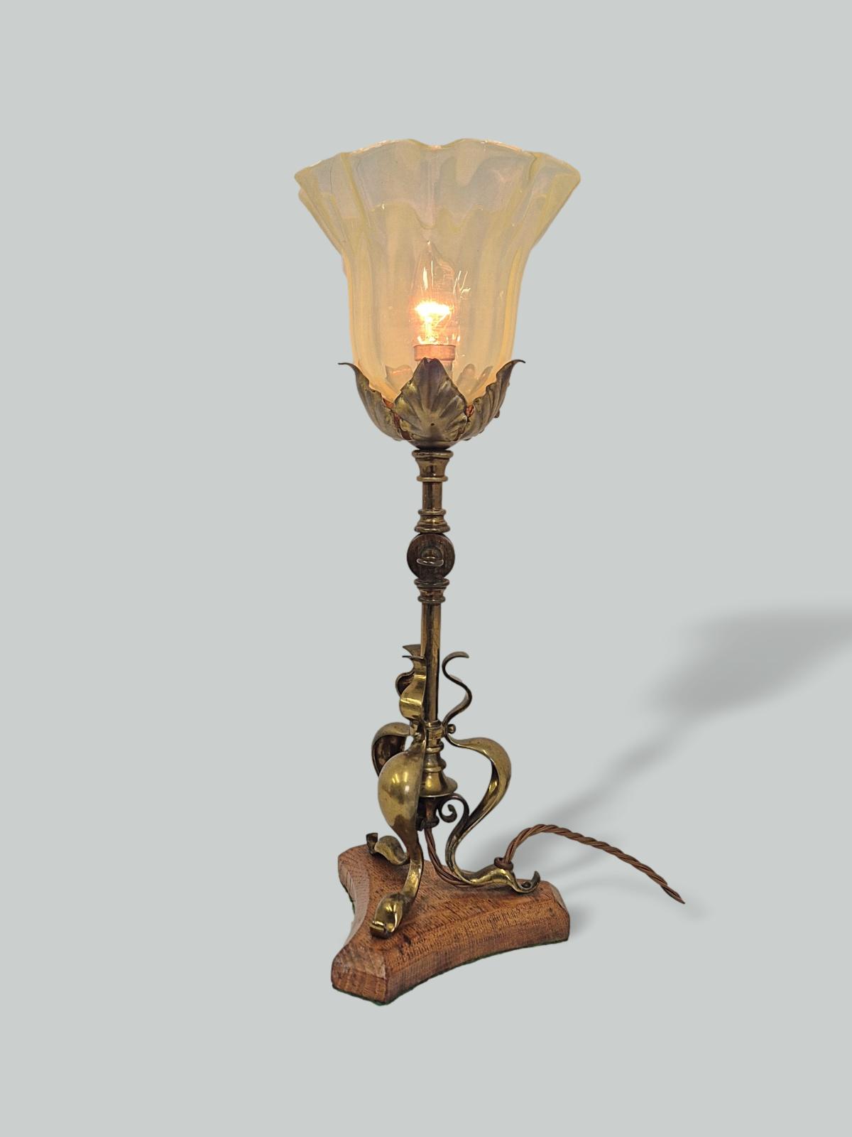 Unsigned | Brass Arts & Crafts Multi-utility Lamp | England c.1905