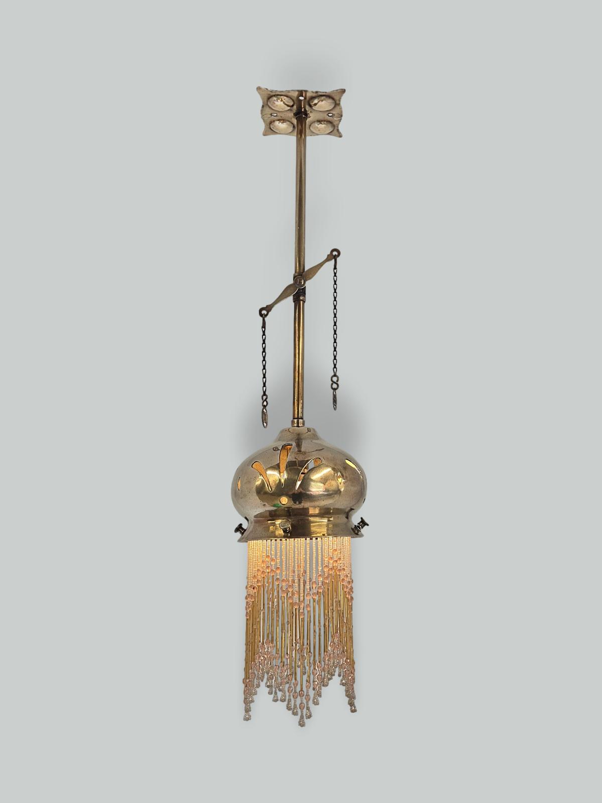 Unsigned | Rare Arts & Crafts Counter-balance Pendant Ceiling Light | England C.1913-19