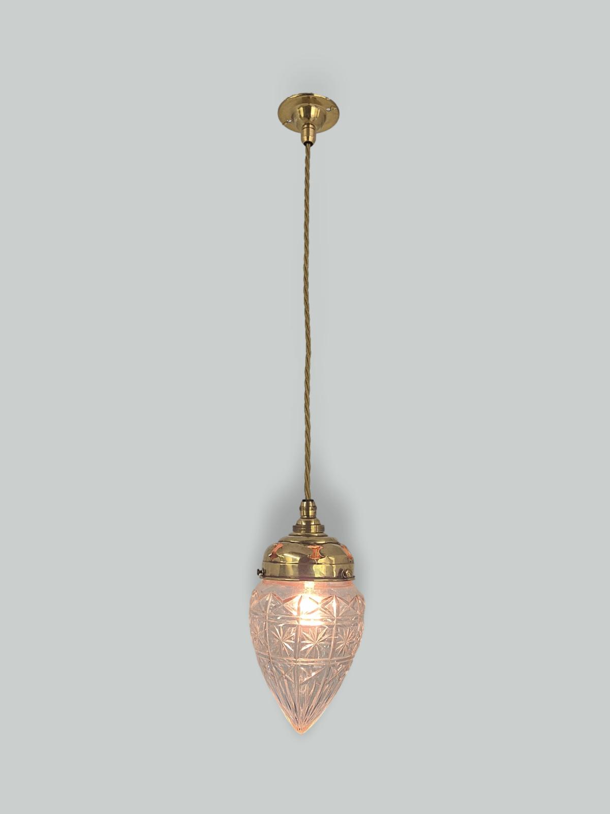 Unsigned | Cut-glass "Pineapple" Pendant Lampshade | England c.1905-15