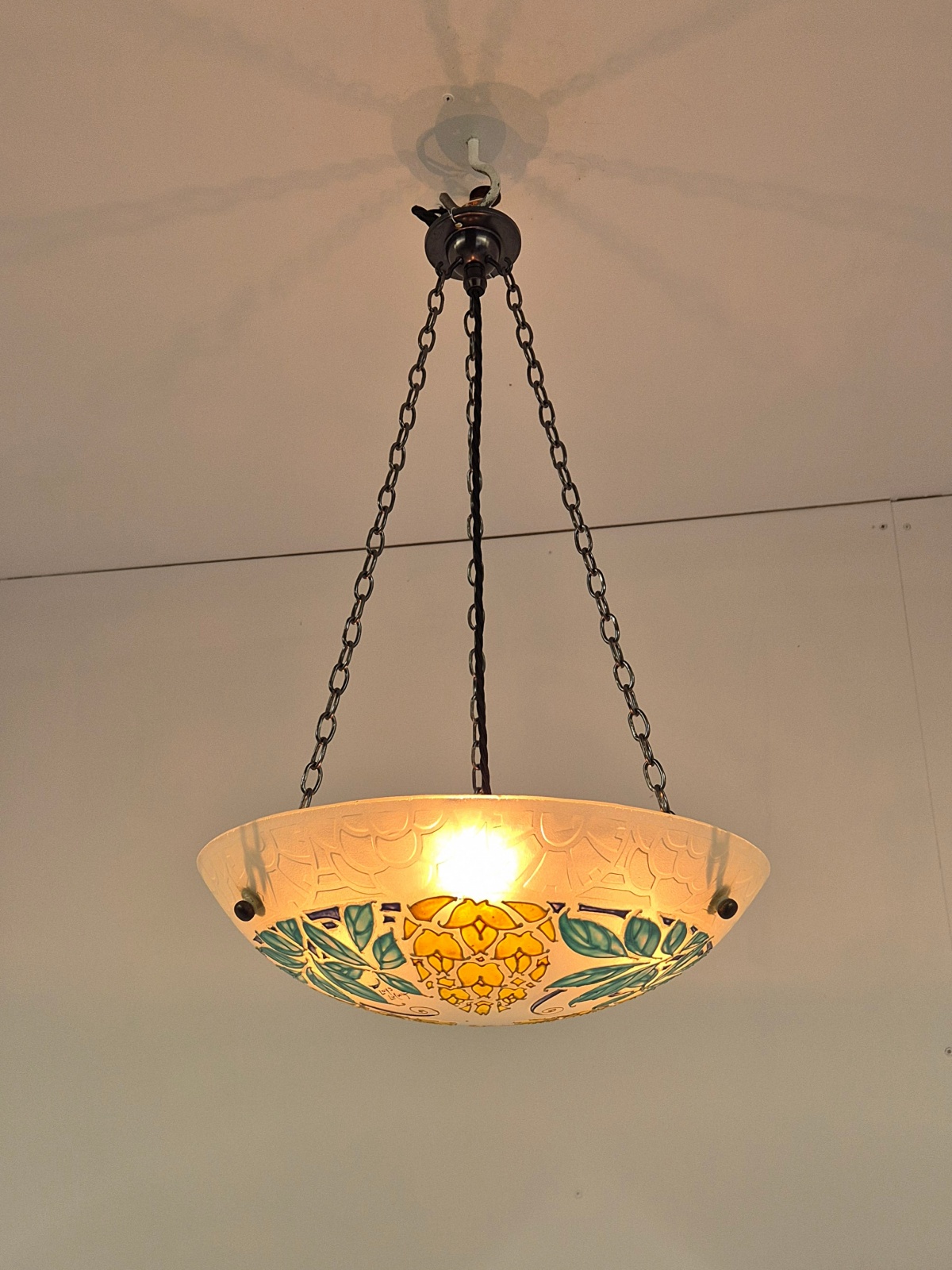 Loys Lucha, Paris | Medium Polychrome-Enamelled Plafonnier | France c.1930 - Image 2