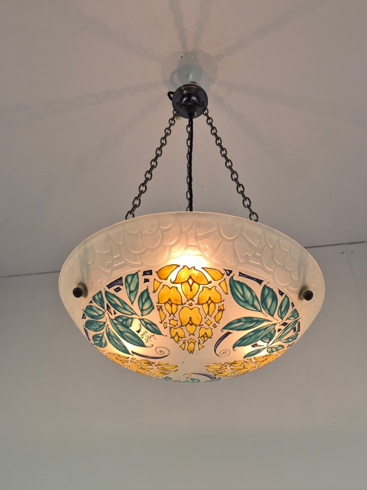 Loys Lucha, Paris | Medium Polychrome-Enamelled Plafonnier | France c.1930 - Image 4