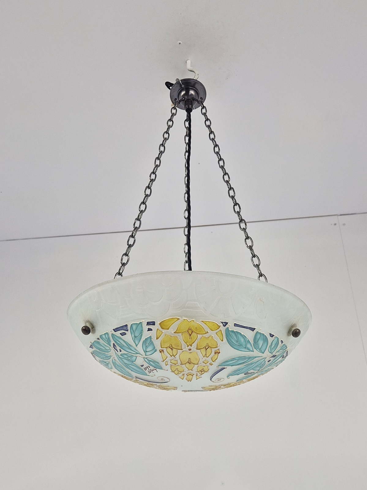 Loys Lucha, Paris | Medium Polychrome-Enamelled Plafonnier | France c.1930 - Image 5