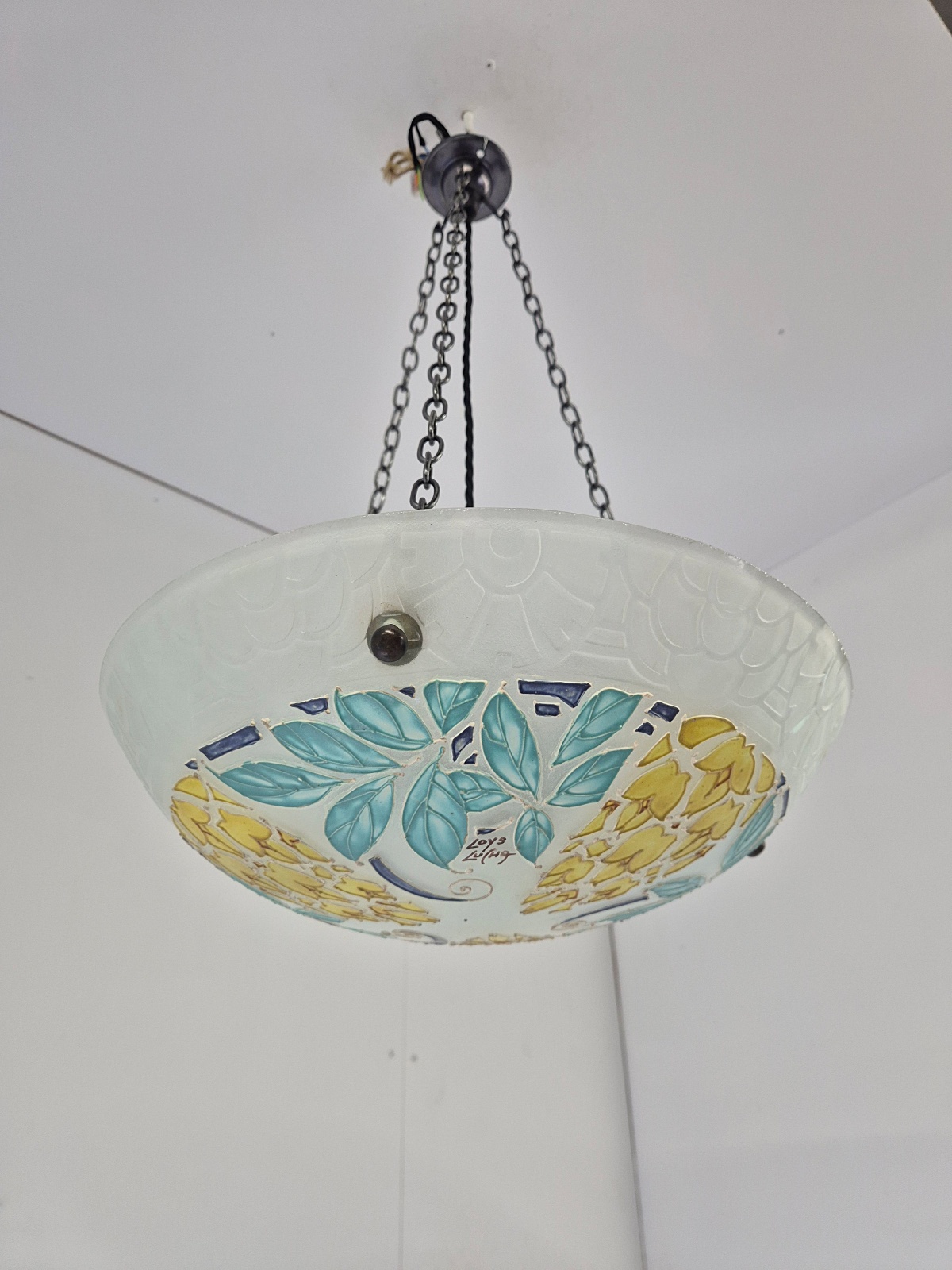 Loys Lucha, Paris | Medium Polychrome-Enamelled Plafonnier | France c.1930 - Image 7