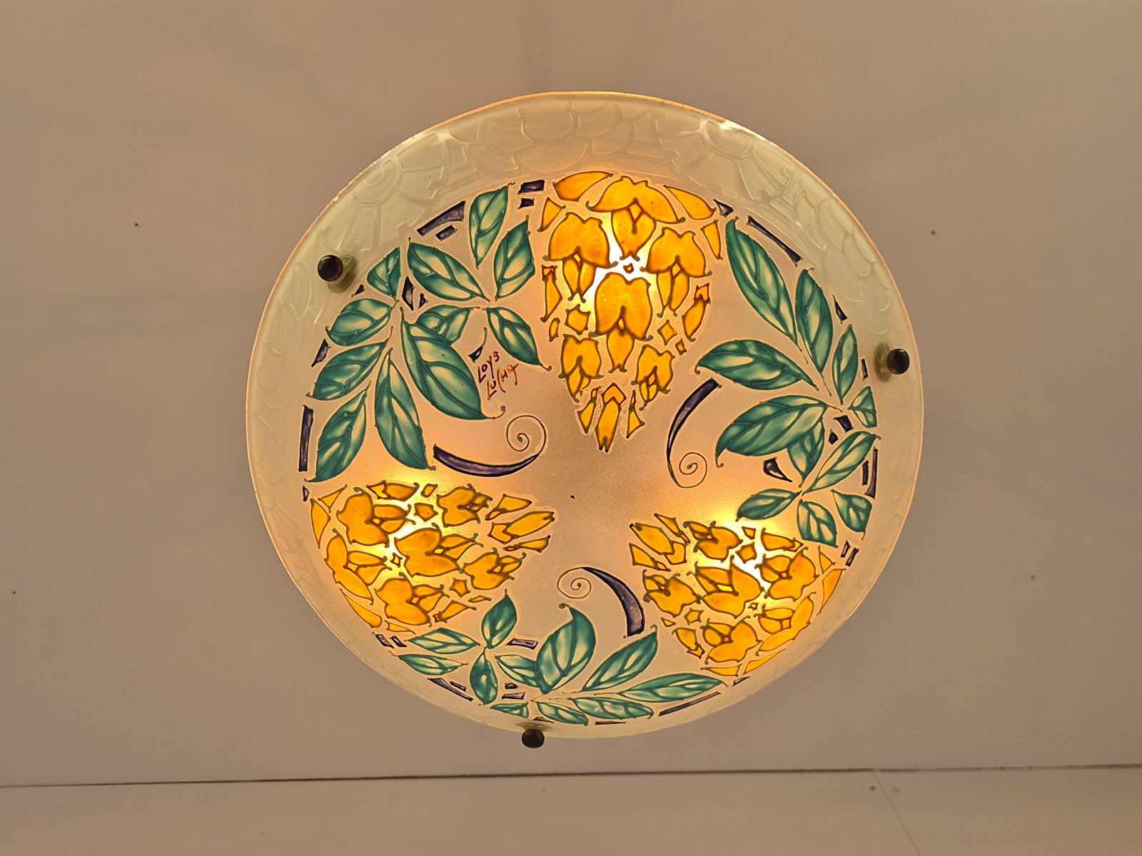 Loys Lucha, Paris | Medium Polychrome-Enamelled Plafonnier | France c.1930 - Image 8