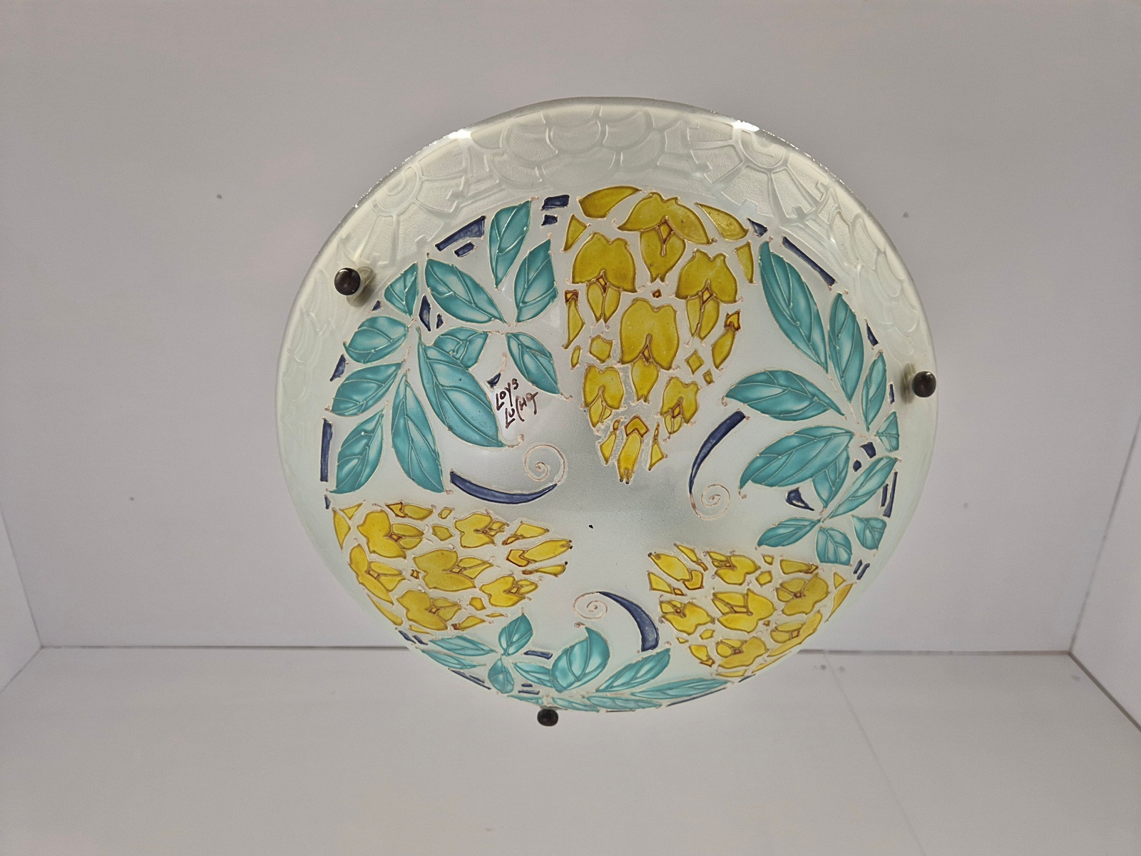 Loys Lucha, Paris | Medium Polychrome-Enamelled Plafonnier | France c.1930 - Image 9