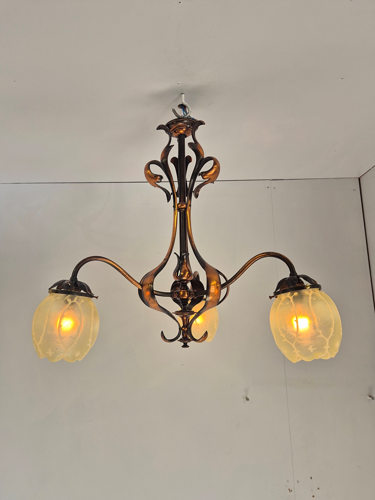 John Walsh Walsh | Oxidised-copper Arts & Crafts Ceiling Light | England c.1900-10 - Image 2