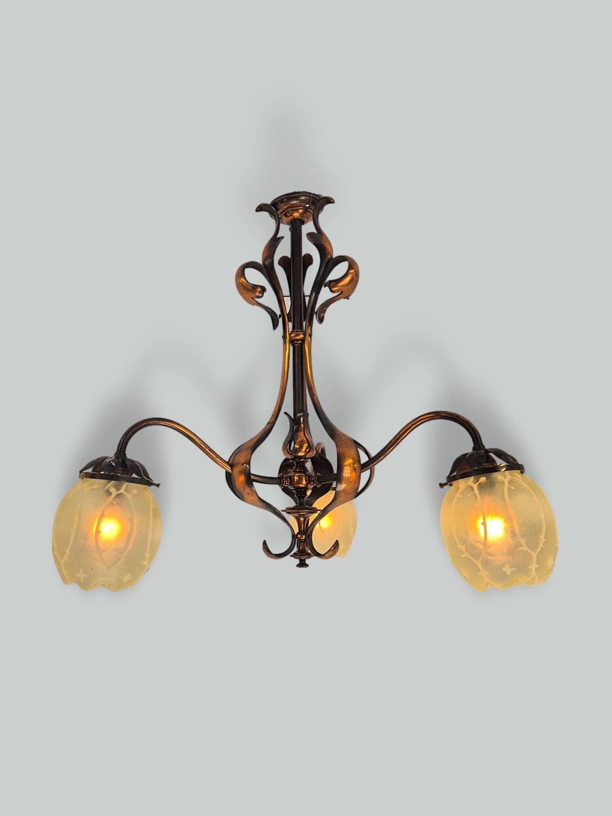 John Walsh Walsh | Oxidised-Copper Arts & Crafts Ceiling Light | England c.1900-10