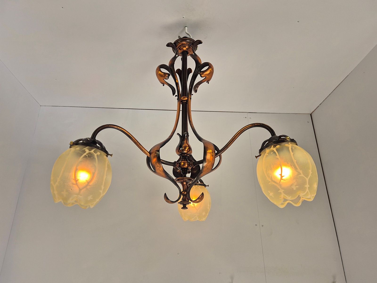 John Walsh Walsh | Oxidised-copper Arts & Crafts Ceiling Light | England c.1900-10 - Image 4