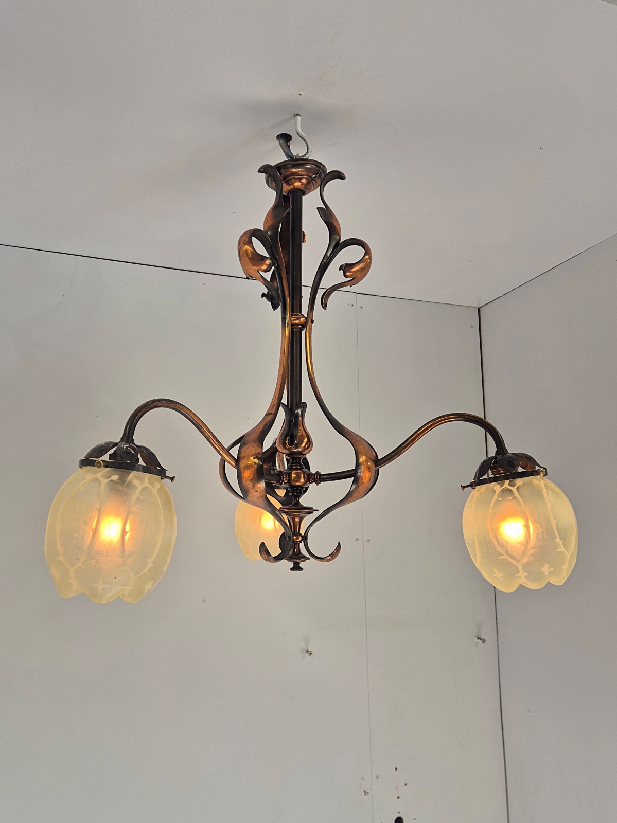 John Walsh Walsh | Oxidised-copper Arts & Crafts Ceiling Light | England c.1900-10 - Image 6