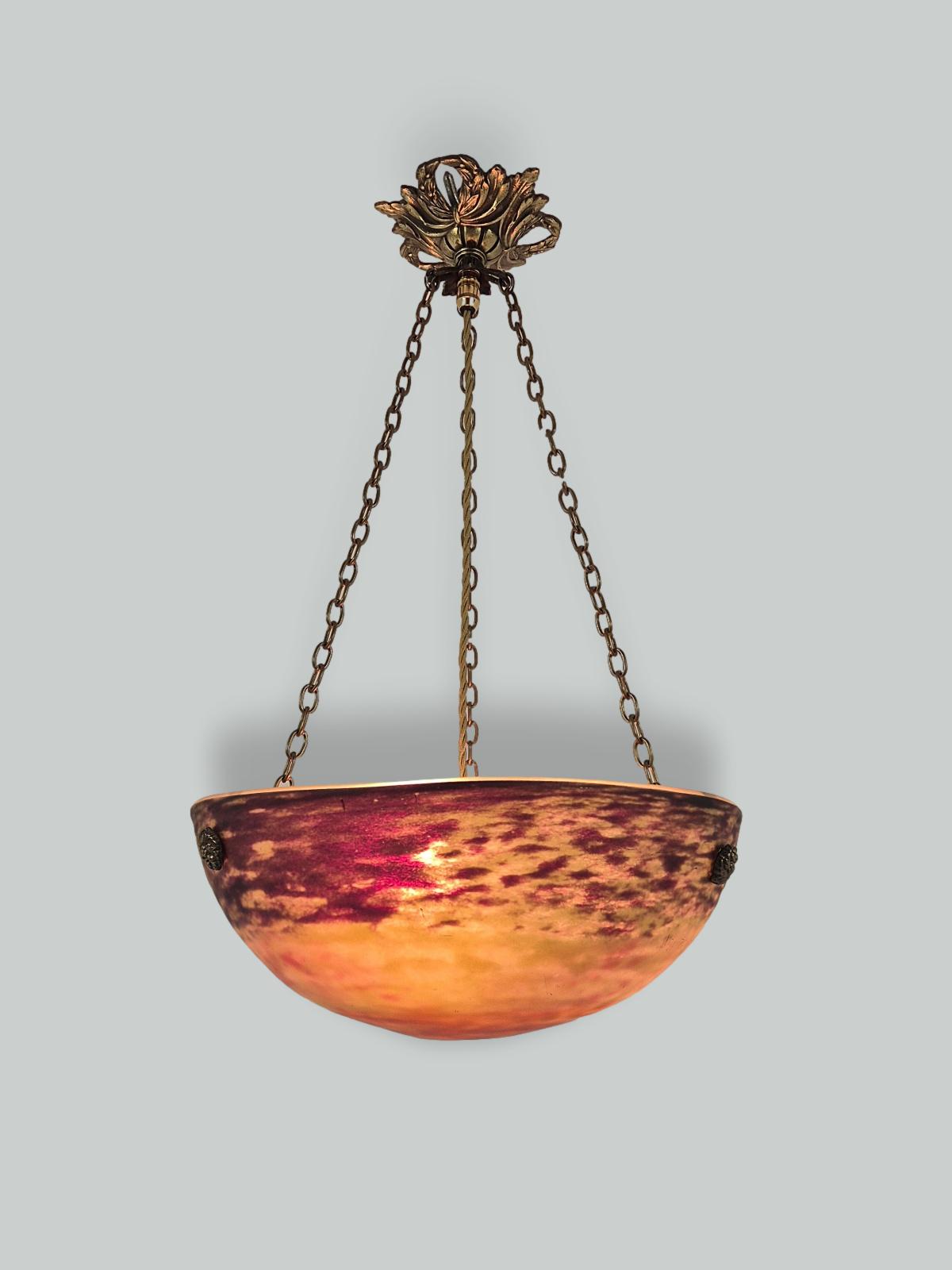 Daum Frères, Nancy | Pate-de-verre Plafonnier | France c.1920-30
