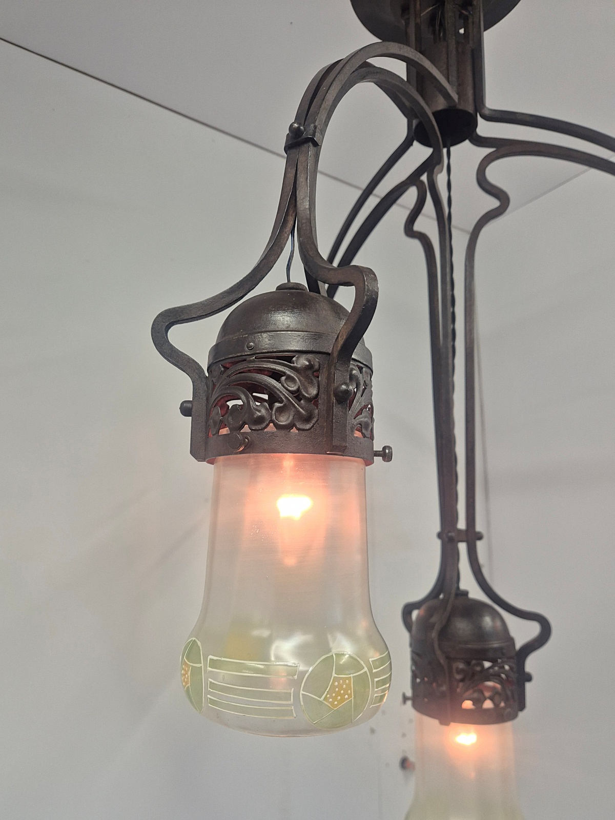 Style of Gustave Serrurier-Bovy | Monumental Wrought-iron Art Nouveau Chandelier | Belgium c.1900-05 - Image 8