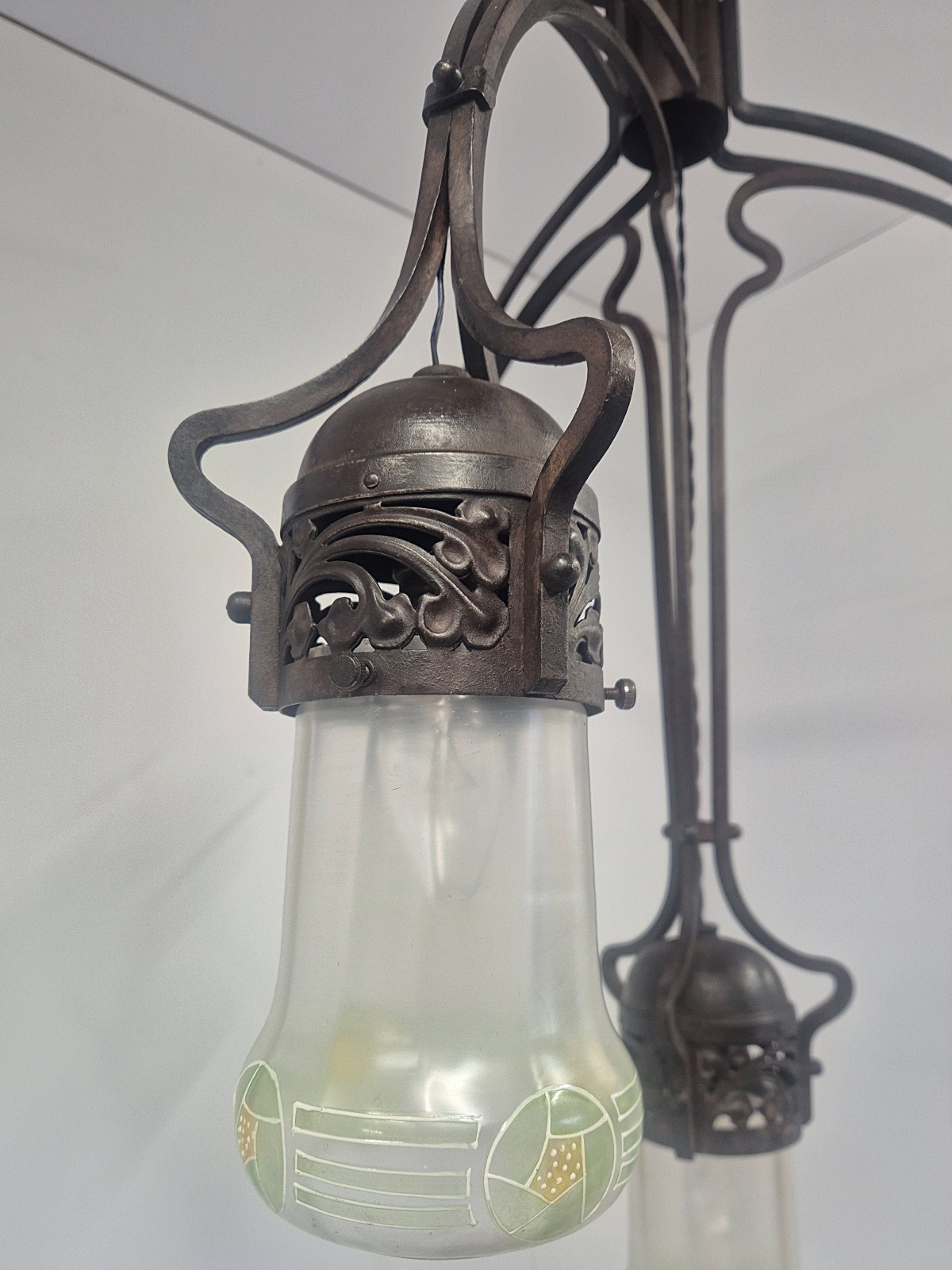 Style of Gustave Serrurier-Bovy | Monumental Wrought-iron Art Nouveau Chandelier | Belgium c.1900-05 - Image 9