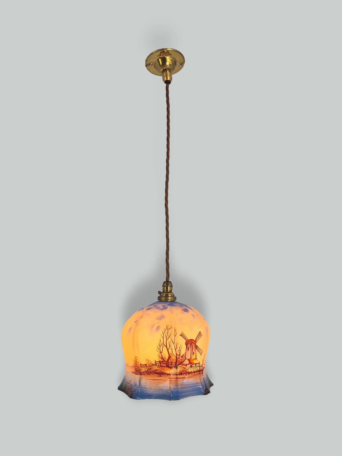 Unsigned | 2 Opaline 'Windmill' Pendants | Price for 1