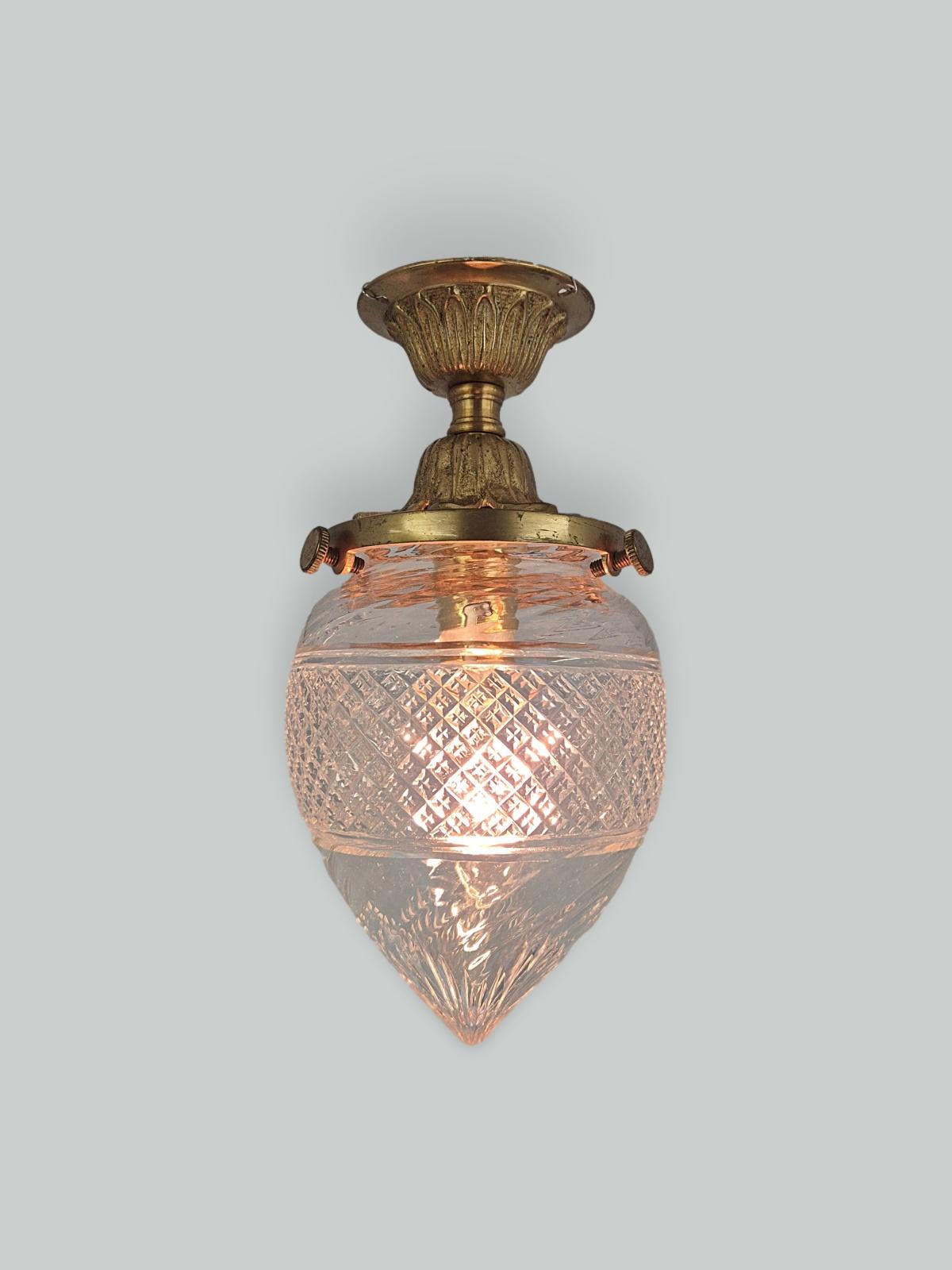 Unsigned | Cut-glass 'Pineapple' Flush Mount | England c.1905-15