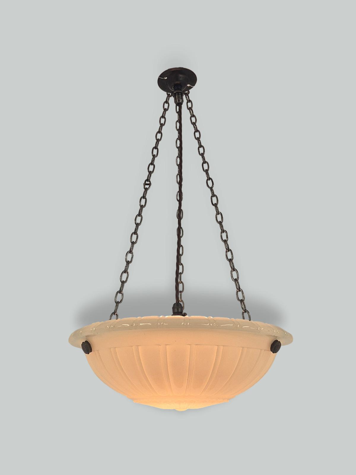 Jefferson & Co. for G.E.C | Neoclassical "Moonstone" Plafonnier | England c.1925