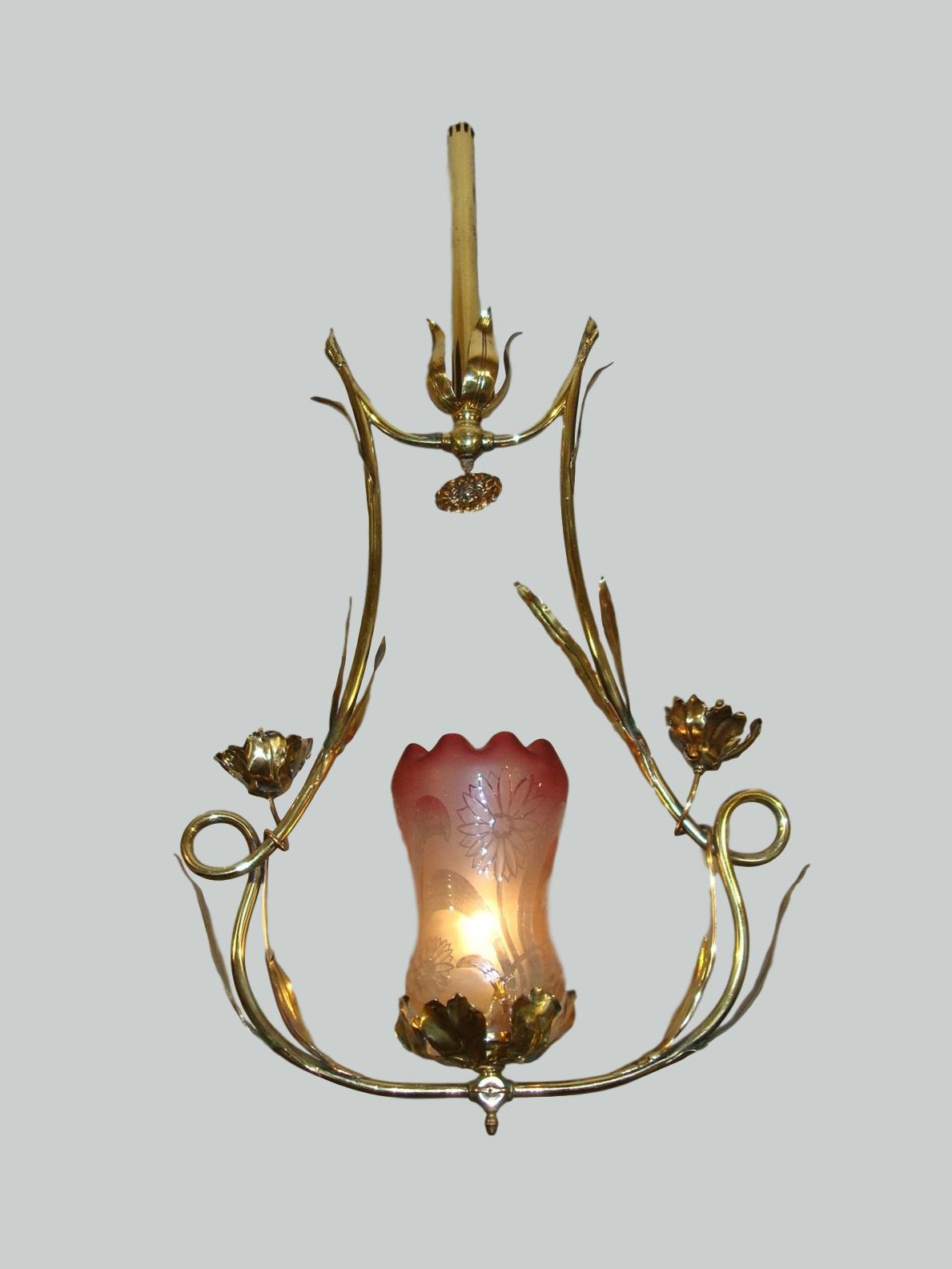Unsigned | Art Nouveau Brass "Lyre" Lantern | England c.1900 | SOLD