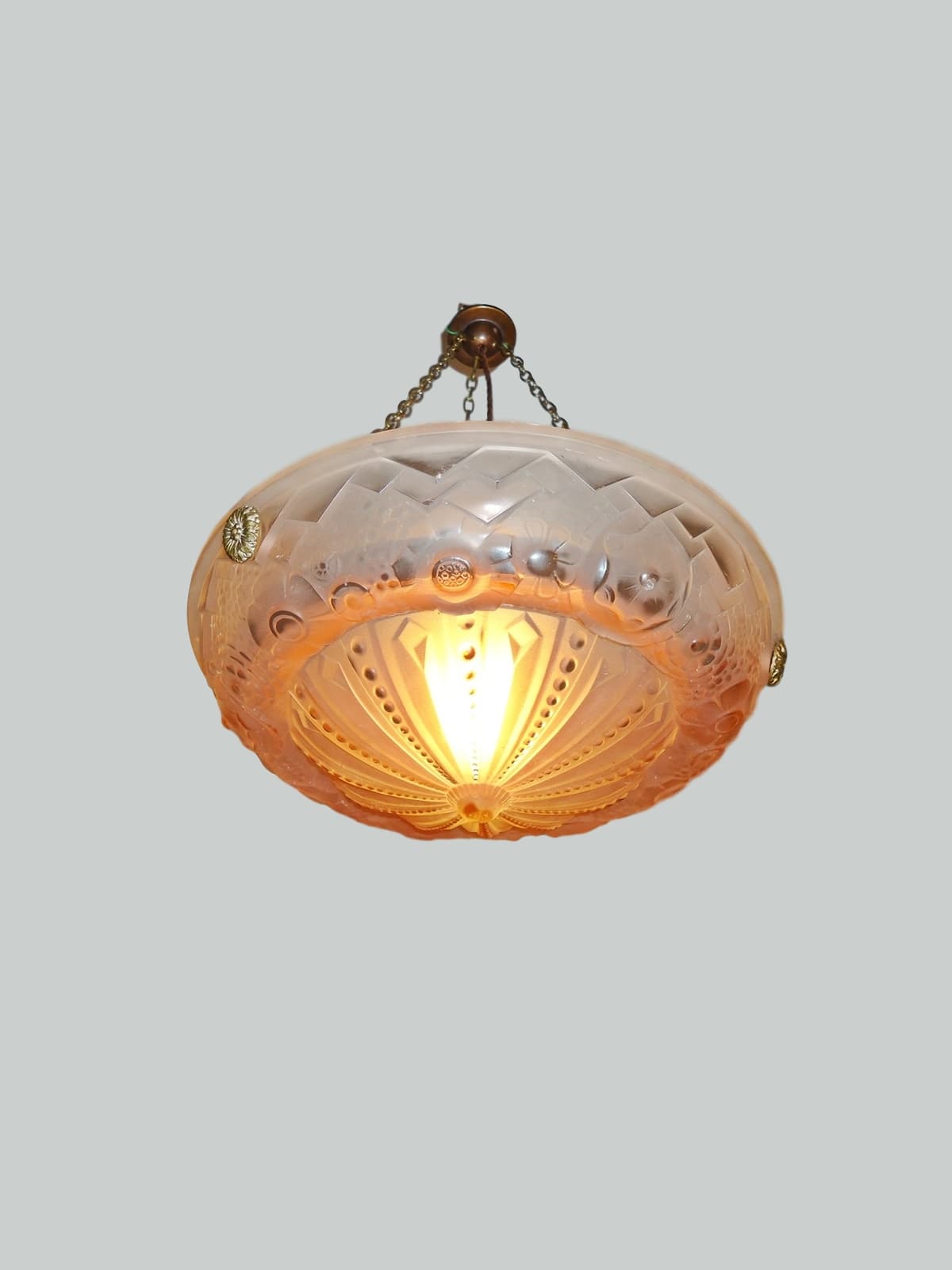 Muller Frères, Luneville | Peach Art Deco Plafonnier | France c.1930 | SOLD