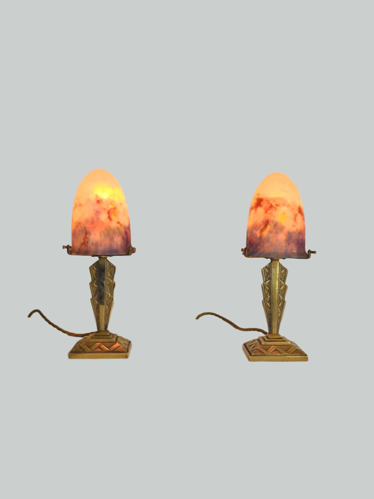 Muller Frères, Luneville | 2 Petite Pate-de-verre Table Lamps | France c.1930 | SOLD