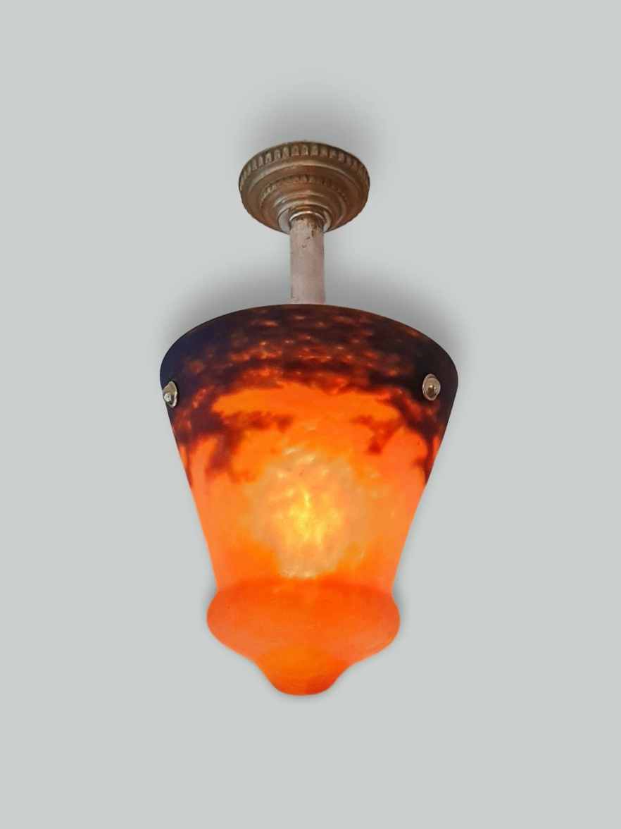 Muller Frères, Luneville | Orange & Blue Pate-de-verre Lantern | France c.1925