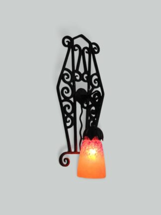 Verreries Charles Schneider | 2 Large Wrought-Iron Wall Lights | France c.1930