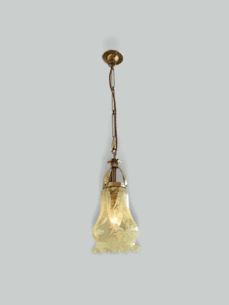 Henry G. Richardson and Sons | 2 Similar Vaseline-glass Pendant Lights | Available to Buy Seperately