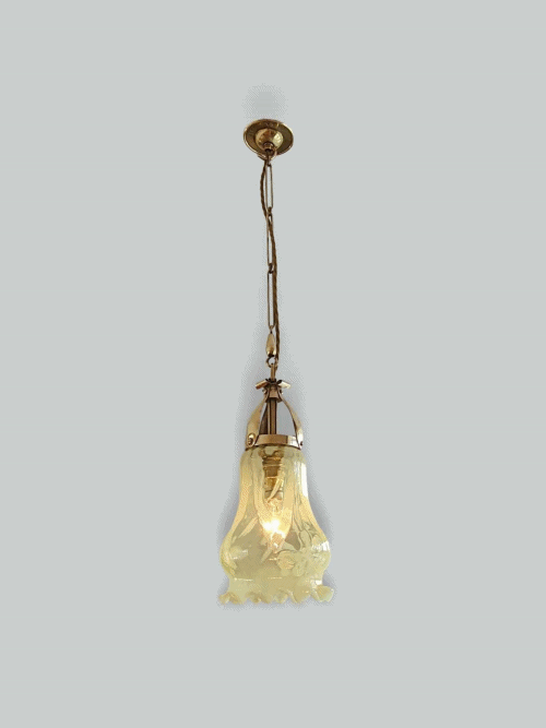 Henry G. Richardson and Sons | 2 Similar Vaseline-glass Pendant Lights | Available to Buy Seperately