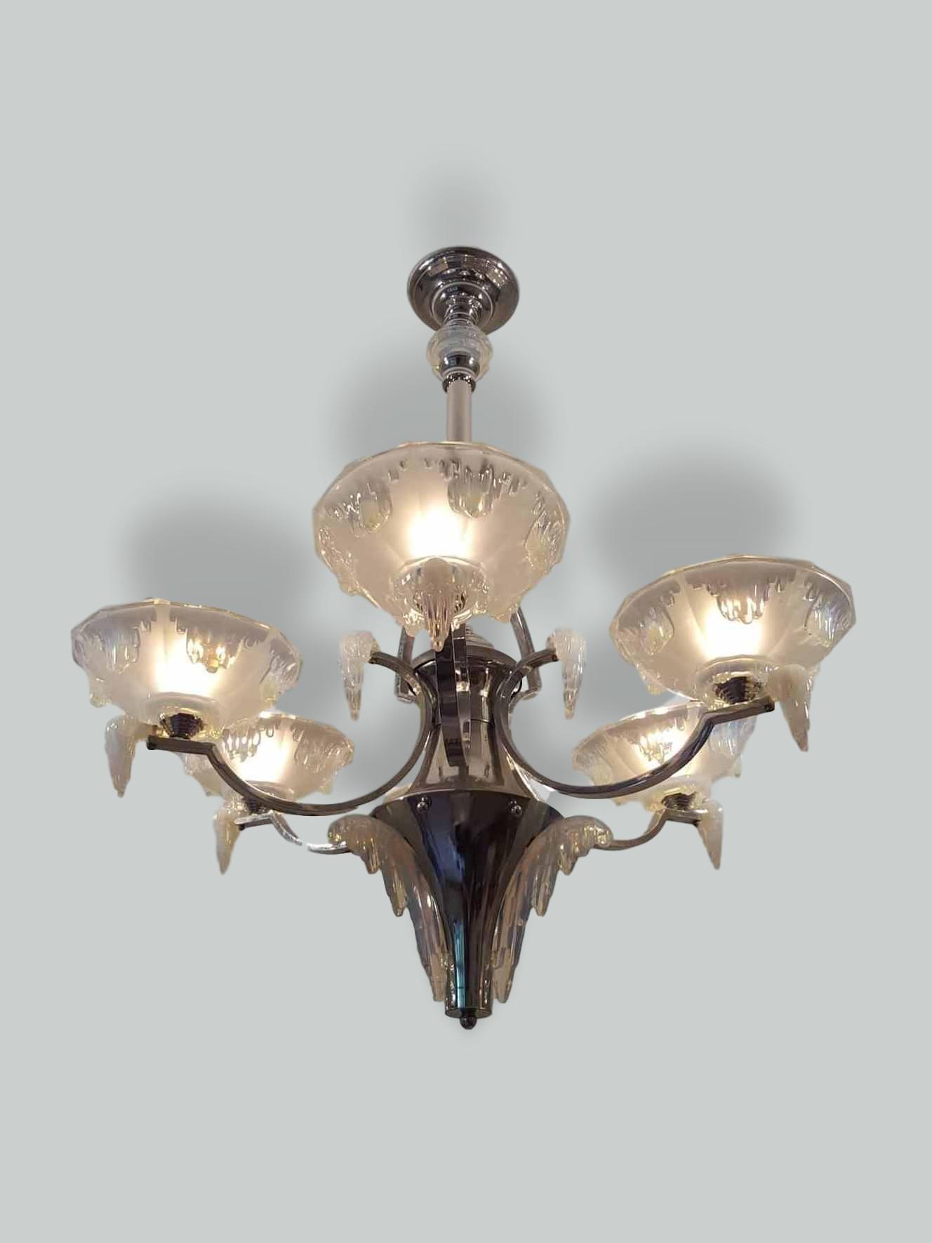 Ezan (Jean Gauthier) | 2 Art Deco "Icicle" Chandeliers | Available to Buy Seperately