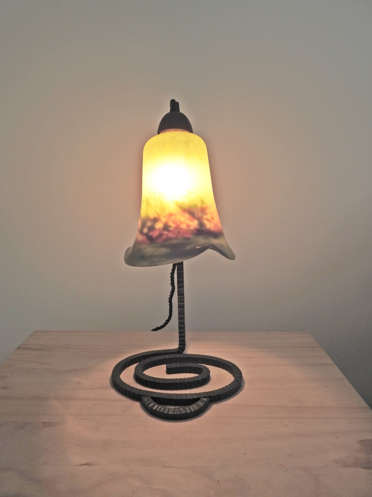 Noverdy (Nouvelle Verrerie de Dijon) | Wrought Iron & Pate-de-verre Table Lamp | SOLD - Image 2