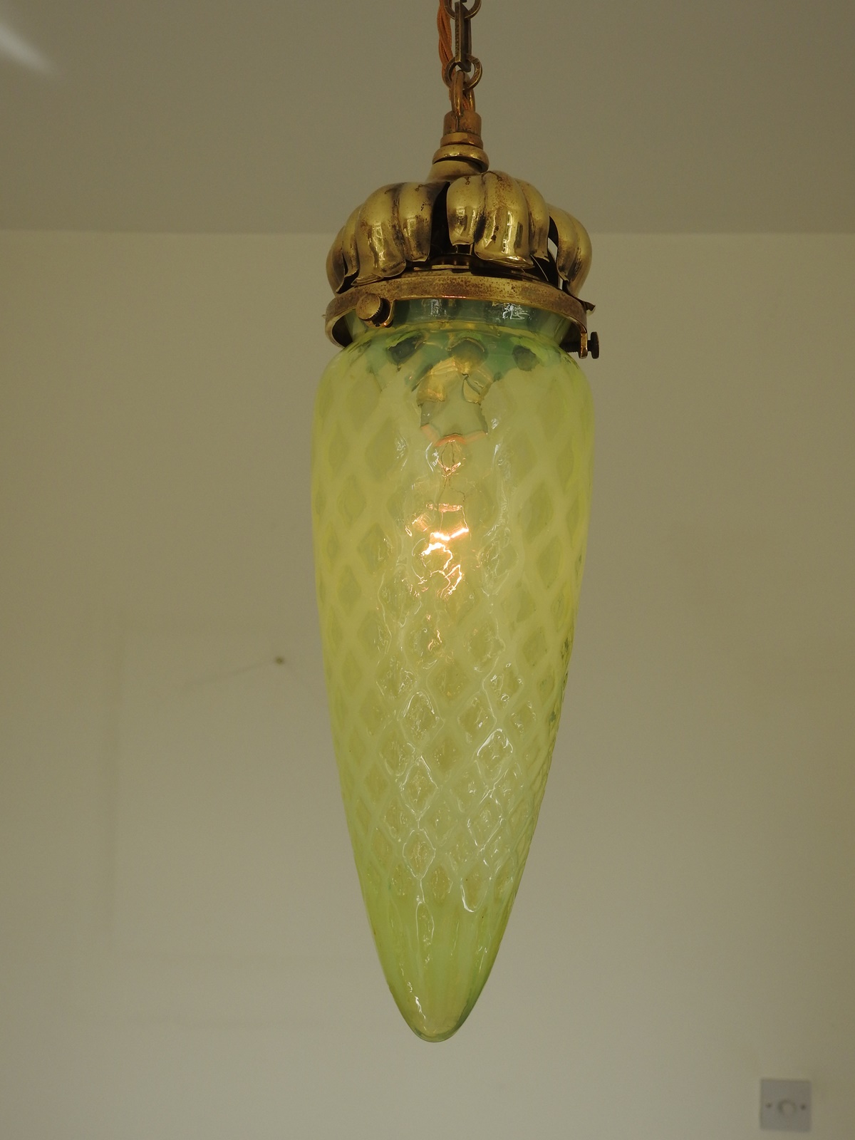 Stourbridge, Birmingham | 3 Vaseline-Glass Pendants | England c.1905 | SOLD - Image 5