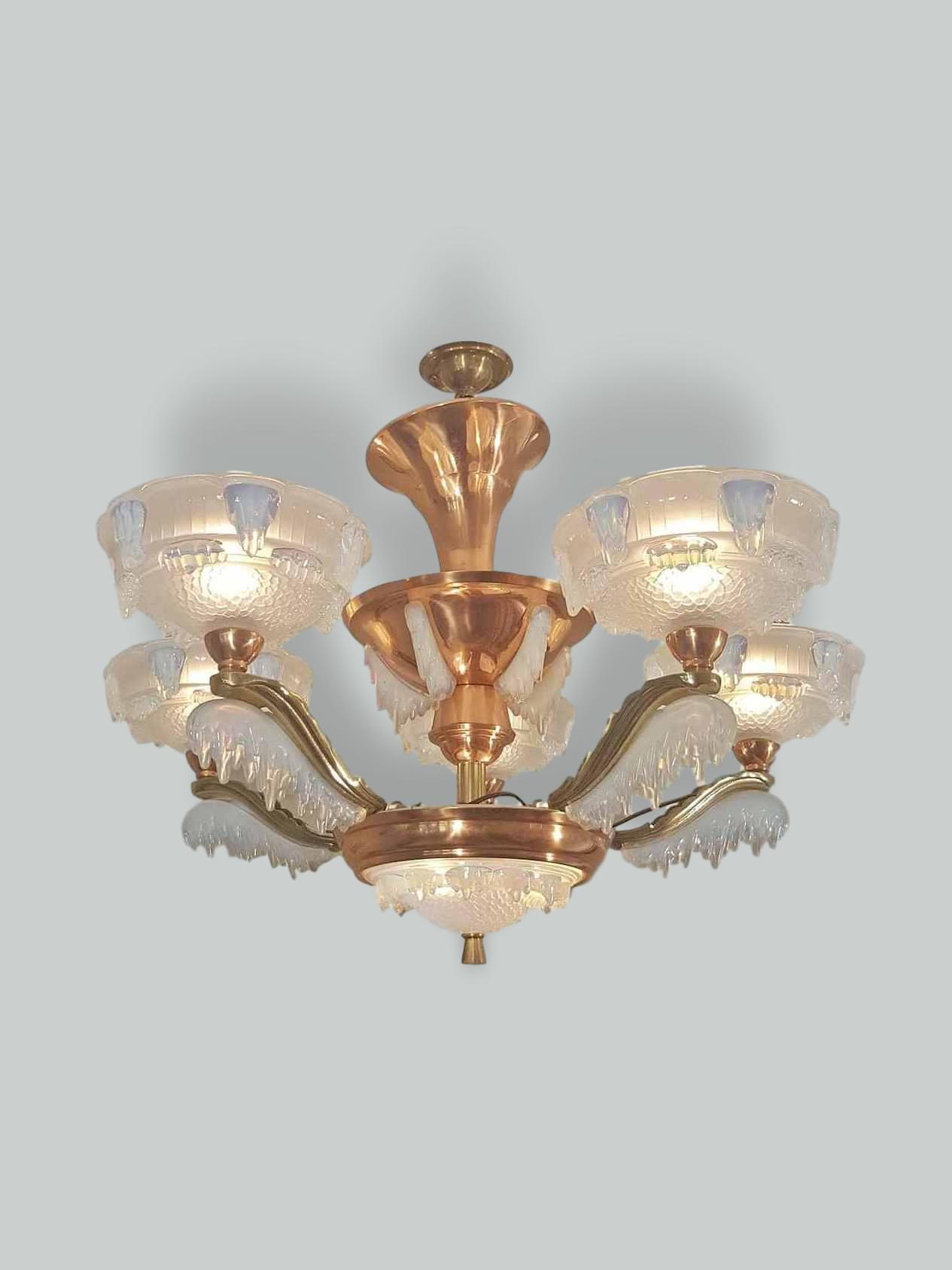Ezan (Jean Gauthier) | Art Deco "Icicle" Chandelier | France c.1935