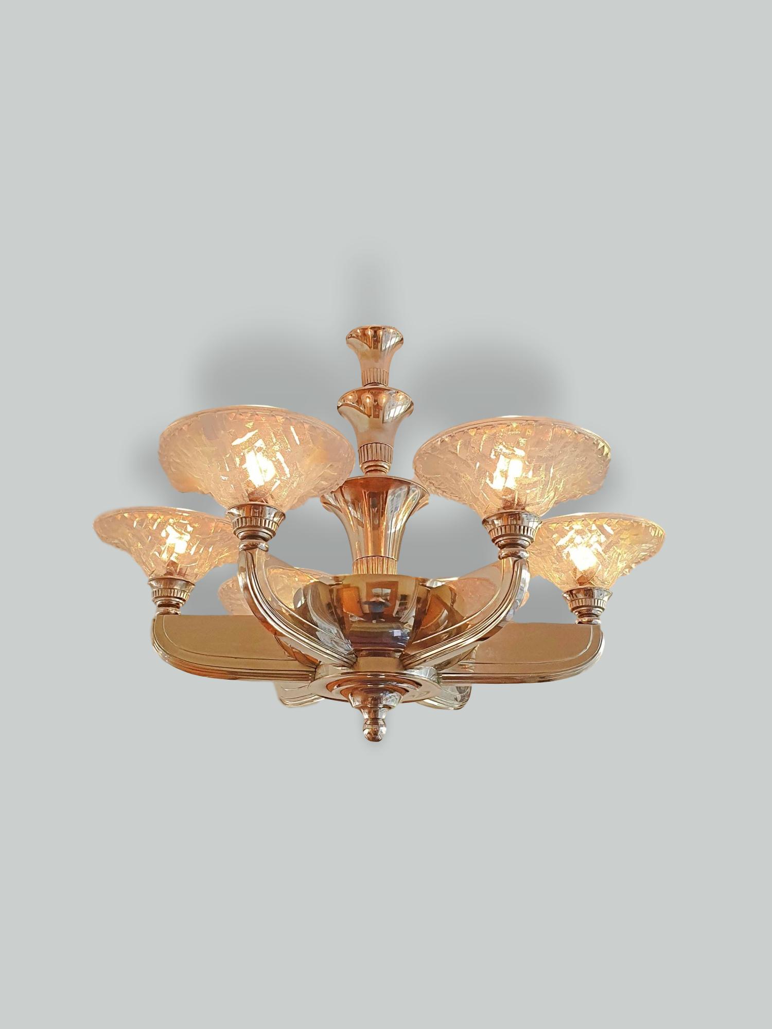 Henri Petitot & Hanots | Art Deco Modernist Chandelier | France c.1935