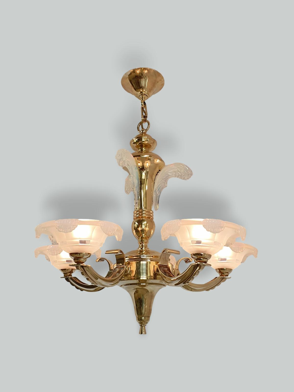 Ezan (Jean Gauthier) | Art Deco "Waterfall" Chandelier | France c.1935