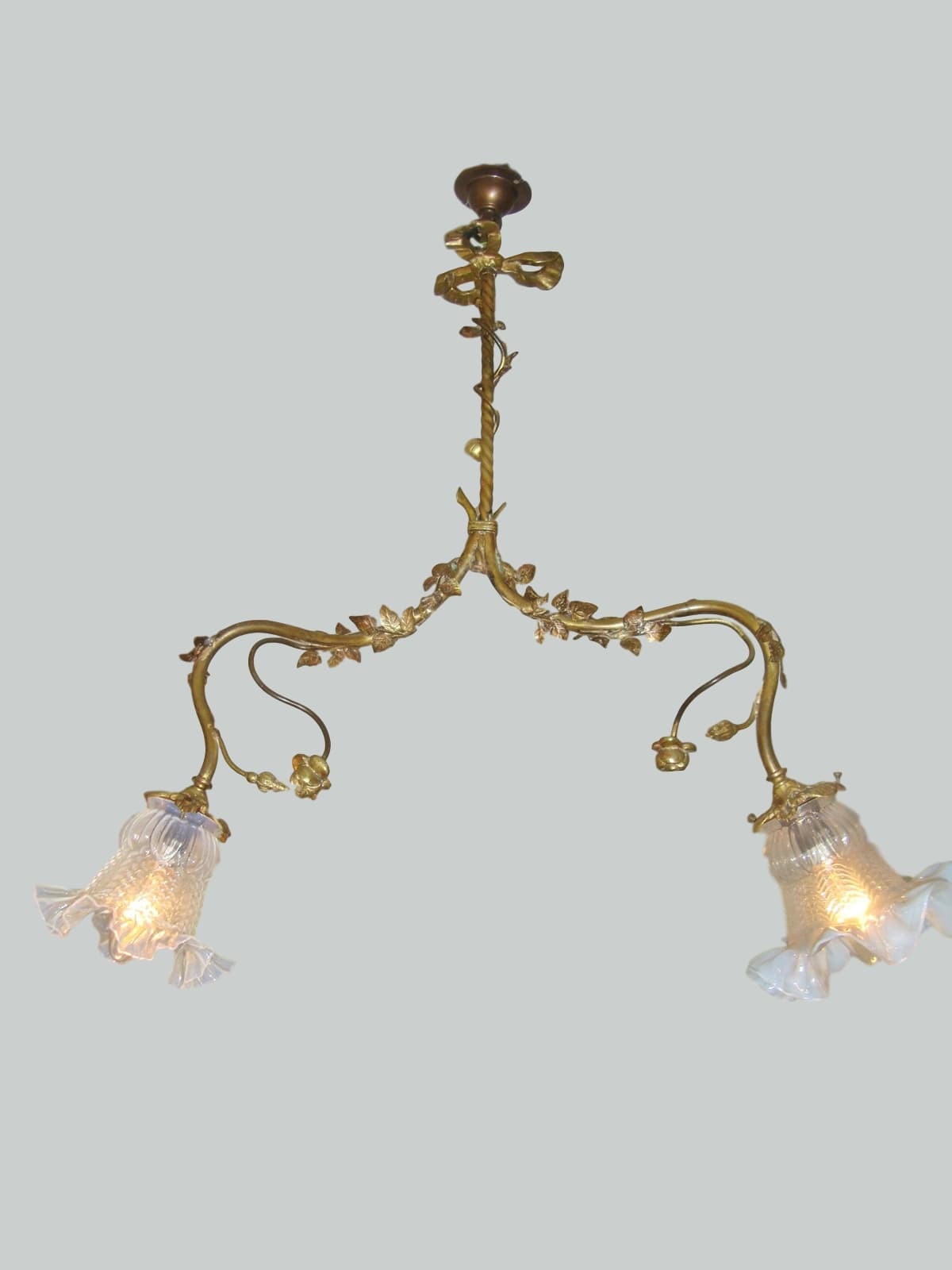 Unsigned | Two-Branch Neo-Classical Ceiling Light | France c.1915 | SOLD