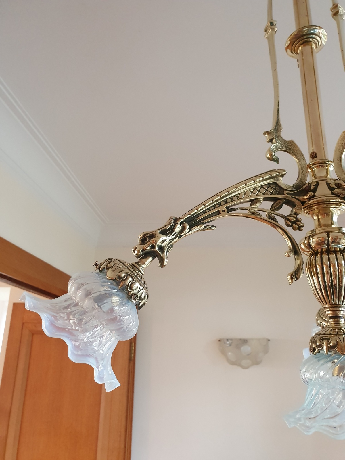 Unsigned | Decorative Cast-brass Chandelier | France c.1910 - Image 6