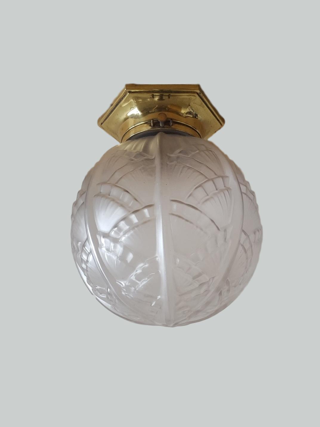 Unsigned | Large Art Deco Frosted Glass Flush Fitment | France c.1920 | SOLD
