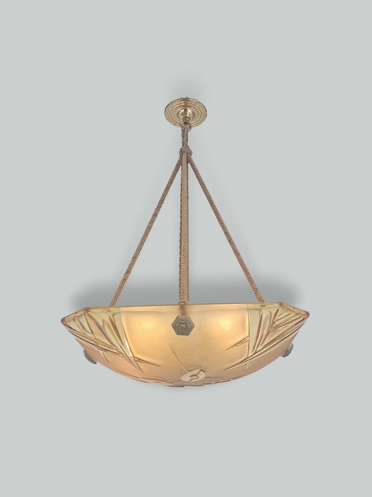 Verrerie D'art Degué | Amber Art Deco Plafonnier | France c.1930 | SOLD