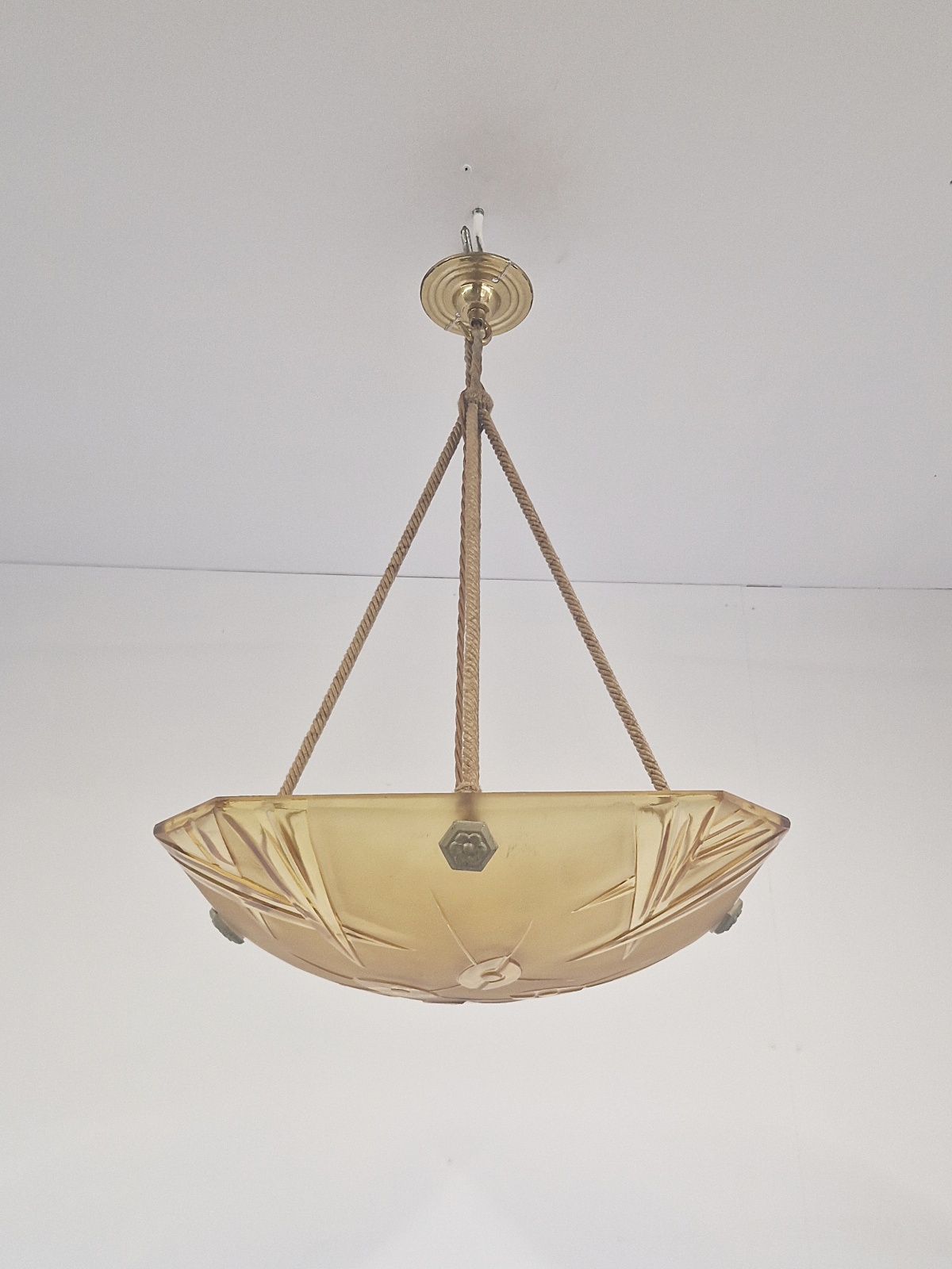 Verrerie D'art Degué | Amber Art Deco Plafonnier | France c.1930 | SOLD - Image 3