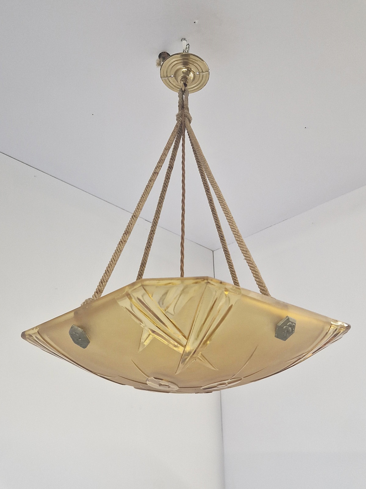 Verrerie D'art Degué | Amber Art Deco Plafonnier | France c.1930 | SOLD - Image 7