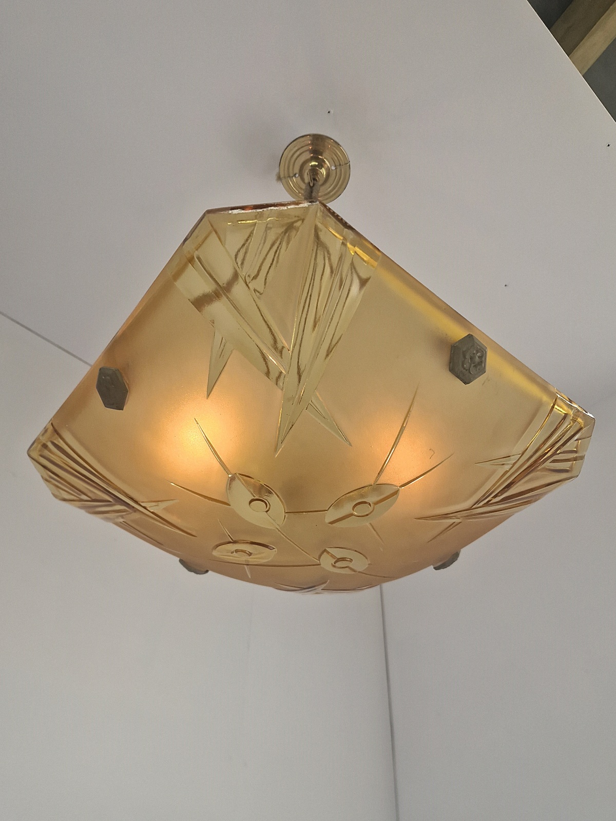 Verrerie D'art Degué | Amber Art Deco Plafonnier | France c.1930 | SOLD - Image 8